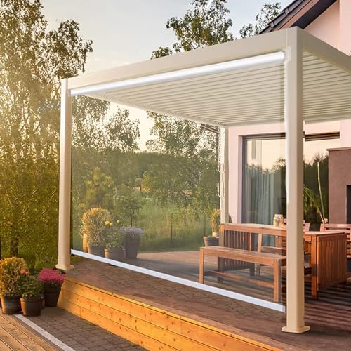 Tapparella Avvolgibile per Giardino Esterno,Tenda a Rullo PVC Impermeabile Trasparente,Antipioggia Isolamento Termico Antipolvere,con Accessori,Personalizzabile,Larghezza x Altezza (100x240cm)
