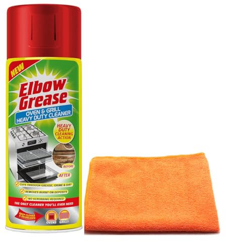 Elbow Grease Oven & Grill Heavy Duty Cleaner Spray (1X 400 ML)- Powerful Oven & Grill Deep Cleaner - with Ultra Absorbent Microfibre Cleaning Cloth