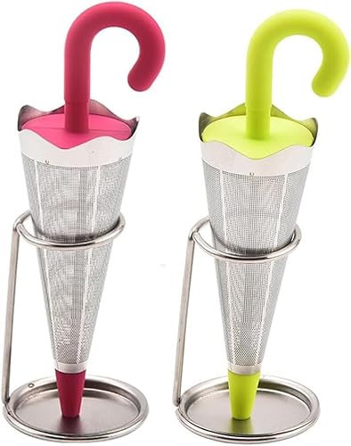Umbrella Tea Infuser Made of Stainless Steel, Tea Strainer for Loose Tea, Reusable Tea Infuser, Stainless Steel Tea Infuser, Tea Strainer with Lid and Coaster, Tea Filter for Teapots, Cups, Tea