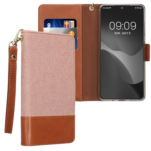 kwmobile Hülle klappbar kompatibel mit Samsung Galaxy S20 FE Handyhülle - Kunstleder Flip Case mit Schlaufe und Standfunktion - Cover in Altrosa Braun