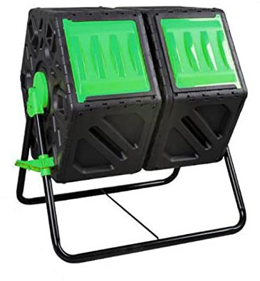 Compost Machine Outdoor Dual Chamber Compost Bin, 31 Gallon Rotating Composter Tumbling with 2 Sliding Doors and Aeration System, Garden Compost Tumbler, BPA Free Countertop Compost Bin ( Color : Gree
