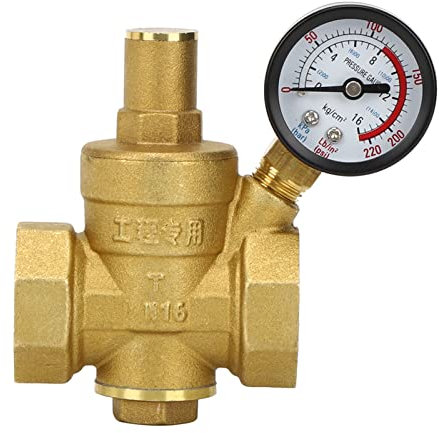 Régulateur de Pression d'eau DN25, Régulateur de Pression en Laiton, de 1 Pouce, de d'eau Réglable en Laiton, Réducteur et Manomètre