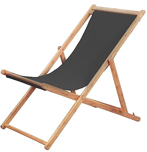 Sufrk Klappbarer Strandstuhl Stoff und Holzrahmen Strandstuhl Klappbar Strandstuhl Klappbar Leicht Bis Campingstuhl Faltbar Strandliege Mit RüCkenlehne Grau