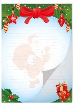 Buntes Motiv Briefpapier Schulheft Schreibblock liniert für Kinder Schule Weihnachten Weichnachtsmotiv Weihnachtsmann (1 Block A4 mit 25 Blättern)