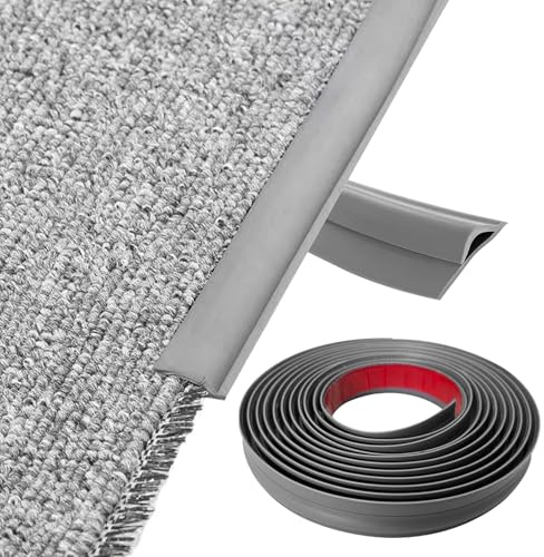Inscrip Selbstklebende Randleiste für Teppiche, Laminat Bodenabdeckung Streifen, Teppich Verkleidung Streifen, TPE Bodentür Trennstreifen, Bodenübergangsstreifen, Randstreifen (Dunkelgrau, 10M)