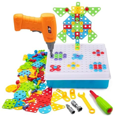 LUCKKY Toddler Drill and Screw Toys, Kleinkind Bohrer und Schrauben Spielzeug, Montessori Spielzeugkiste mit Bohrmaschine, Magische Montessori-Spielzeugkiste, Schraubendreher-Spielzeugset für Kinder