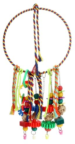 AQH Papageienspielzeug, EIN bunter großer Ring mit hängenden Spielzeug für Wellensittich Zubehör Sittich Wellensittich und ähnlich große Haustiere