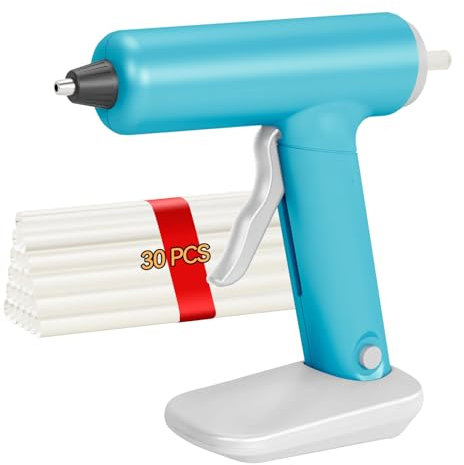 HHYSSG 20W Heißklebepistole Kabellos mit 30 Klebestiften Akku Klebepistole für Kleine Heimwerkerprojekte und Schnelle Reparaturen im Haus und BüRo
