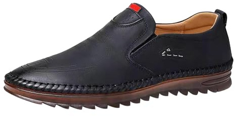 Zapatos de conductor para hombre, de piel suave, informales, planos, antideslizantes, Negro , 39 EU
