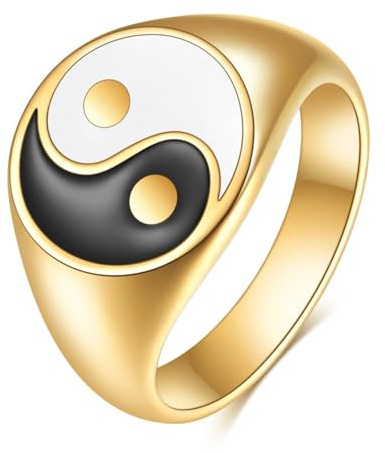 Skcess Ring Herren Edelstahl, Ringe Frauen Yin Yang Ring
