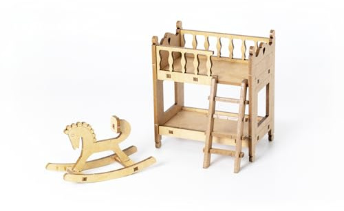 Lit superposé miniature en bois à monter – Rêve en étage DIY, jouet & déco maison de poupée personnalisable dès 8 ans
