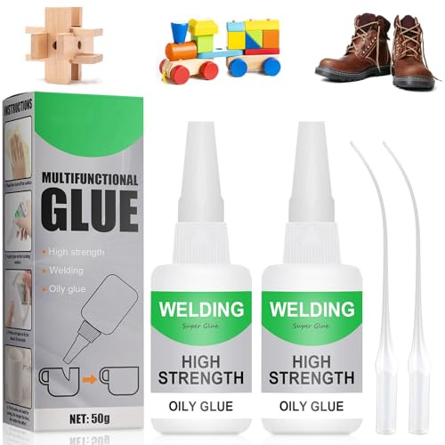Welding High-Strength Oily Glue - 50g, Oily Glue, Pegamento Soldadura Metal, Pegamento Aceitoso para Zapatos, Cuero, Plástico, Madera, Metal, Porcelana (2 Pieza)
