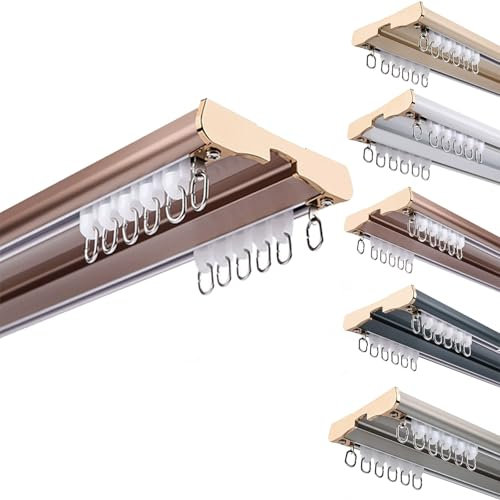 Aluminium Deckenmontage 2-läufig Schlafzimmer Gardinenstange für Schiebegardinen geräuscharm Rollen Rostfrei Blau 100cm