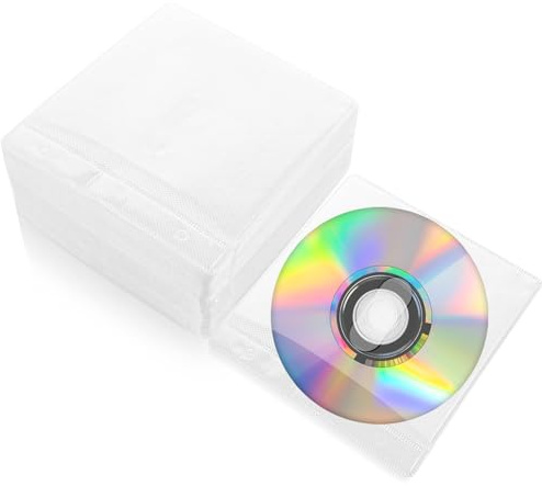 LDXDRU 200 Stück CD DVD Hüllen Plastik, 13x14,5CM Doppelseitige CD Hülle Standard für CD- und DVD-Aufbewahrungsordner zur Disc-Aufbewahrung Transparent