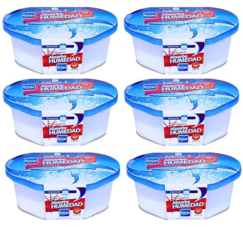 Deshumidificadores de 500 ml – Pack 6 Absorbentes de Humedad Interior - Sin Fragancia - Elimina la Condensación y la Humedad de Armarios, Cocinas, Oficinas, Dormitorios, Caravanas, Garajes y más
