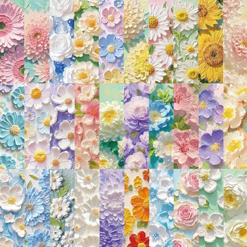 30 Stück SchönÖlgemälde Blume Papier Lesezeichen,Flower Blumenpflanzen Aesthetic Lesezeichens für Bücher Zubehör Buchliebhaber-Leser Studenten Jugendliche Lehrer Mädchen