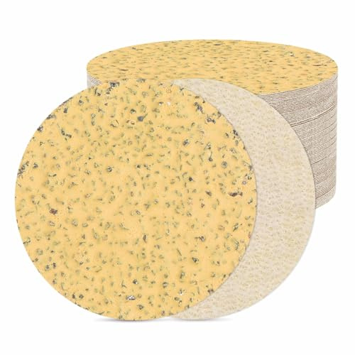 DTGN 25mm 40Gri Hook and Loop Sanding Disc 100Pcs Yellow Aluminum Oxide | Hook and Loop Sandpaper Orbital Sander Pads Good for Wood Metal Stone Walls