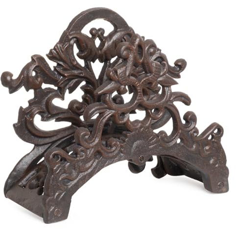 Moritz Schlauchhalter Gusseisen braun 25 x 22 cm – Wandhalter antik Deko | Gußeisen, ca. 2,8 kg, witterungsbeständig mit Patina, kunstvolle Ornamente, für Hauswand, Terrasse und Hof, Landhausstil
