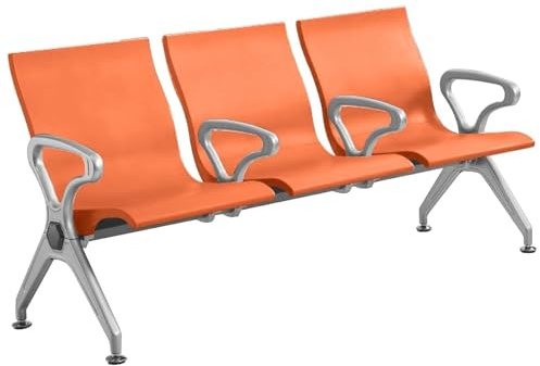 QSNYJPL 3-Sitzer Konferenzstühle, Büro Besucherstuhl mit 4 Armlehnen, Wartezimmer Stühle mit Rückenlehne für Büro, Flughafen, Krankenhaus, Bank(Orange)