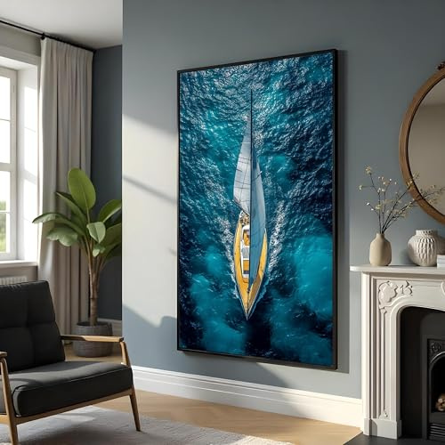 TONGYINLI Elegantes Segel-Maritimes Leinwandgemälde, nautische Poster-Wandkunst, Bootsbilder, für Wohnzimmer, Heimdekoration, Wandbild, 40 x 60 cm, rahmenlos