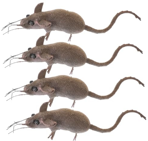 ERINGOGO 4pcs Mini Artificial Mouse Figurines Clay Wire Craft Mice Decorations for Garden Dollhouse Aquarium Halloween Props DIY Scene Layout Lifelike Tiny Rats Ornaments Random Color