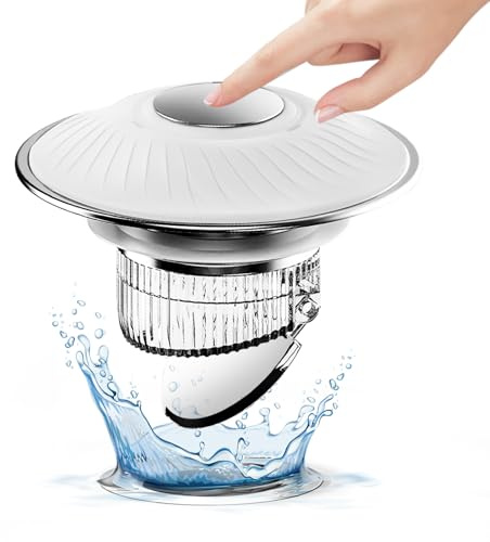 Yooyan Abflusssieb Waschbecken, Waschbeckenstöpsel mit Abnehmbar Anti Clogging, Pop Up Silikon Abflussstopfen mit Sieb, Schneller Entwässerung, Anti Geruch und Auslaufsicheres, Für Badezimmer (Weiß)
