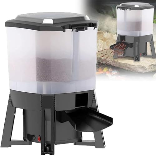 Electric Fish Food Dispenser, 6L Automatic Feeder with LCD Display and Smart Timer, 120° Feeding, Moisture-Proof for Indoor/Outdoor Ponds and Aquariums