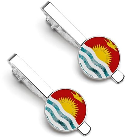 Kiribati flagga havsvåg herr slipsnål barband tackspänne stift klämmor för slips 2 st skjorttillbehör