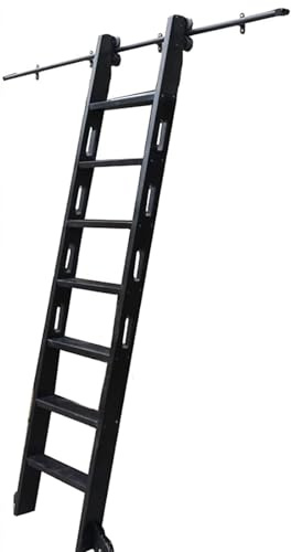 Robust rullande biblioteksstege-kit, justerbar 1,0–7,3 m (1,0 – 7,3 m (6,6 fot/200 cm spår)