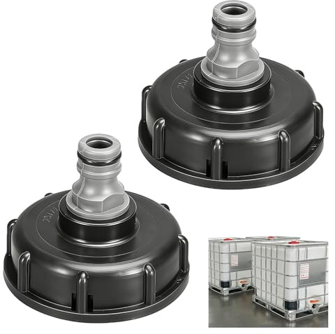 2 Pcs IBC Tank Adapter to 1/2 Inch Hose Connector Water Butt Tank Valve Fittings for Water Storage Tanks