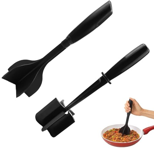 Hackfleisch Zerkleinerer,Stampfer,Hackfleisch Stampfer,Hackfleischzerteiler Beef Masher Hackfleisch Fleischhacker Für Rindfleisch Burger Fleisch Kartoffel, Schwarz