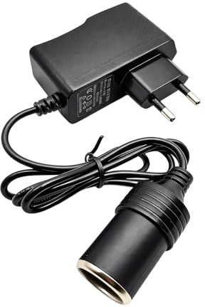 Powice 230V auf 12V Adapter Zigarettenanzünder Steckdose, 12V 1A 12W AC/DC Spannungswandler mit EU Stecker und 90cm Kabel, Netzteil Konverter für Niedrigleistungs-KFZ-Geräte, Navi, Dashcam, LED