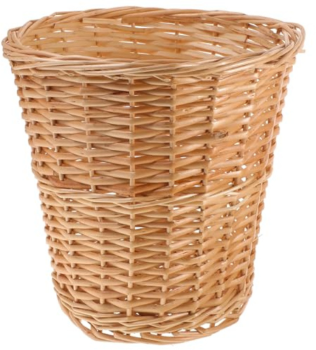BETOOKY Cesta de Basura de Mimbre Tejida a Mano Cesta de Almacenaje Natural y Resistente al Desgaste para Hogar Baño Cocina y Oficina Papelera Multifuncional Elegante