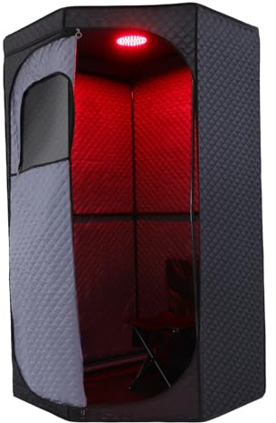 Sauna a vapore portatile da 1350 W, tenda per sauna con sedia e telecomando, 9 livelli di temperatura e 9 timer, a infrarossi, cabina a infrarossi, bagno di vapore rilassante per la casa, nero