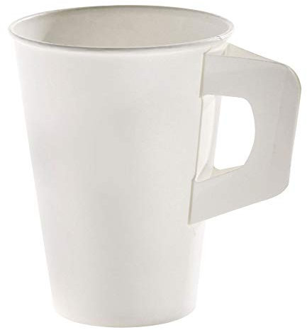 FALAMBI 160 Stk. Henkelbecher Kaffeebecher weiß, Pappe beschichtet, 180 ml / Caféhaus-Flair versprühender Henkelbecher mit hoher Stabilität und Porzellan-Tassen-Handling