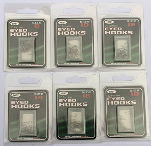 120 Angelhaken ohne Widerhaken, Größen 8,10,12,14,16,18 für Karpfen- und Süßwasserangeln
