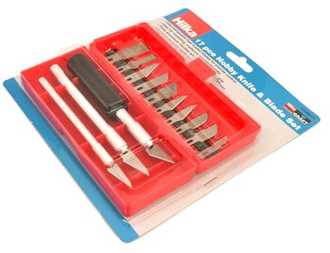 Hilka Tools 73200017 Hobby Knife and Blade Set - Red (17-Piece)