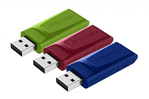 Verbatim Clé USB Slider Multipack 16Go I USB 2.0 I 3 clés USB I pour Laptop Ordinateur Portable ultrabook TV autoradio I Stick USB 2.0 I Clé USB avec Un système de Poussoir I Rouge Bleu Vert