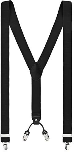 VINTAGE BASICS Hosenträger Herren - Elastisch und Verstellbar - 3,5cm Breite - Y-Form mit extra starken Metall Clips Schwarz