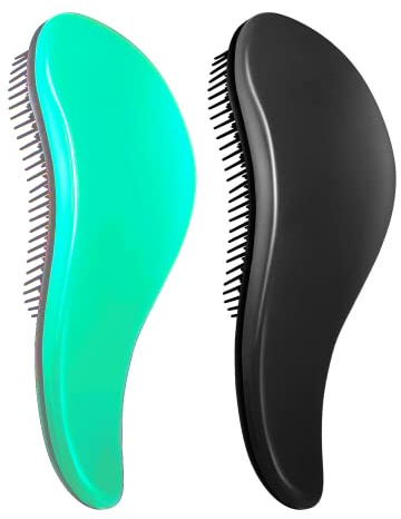 WYNK Hair Brush Detangler (Wet or Dry) for All Hair Types, 2 Pack (Green&Black) - No Pain Tangle-Free for Adults & Kids, Natural/Curly/Straight Hair, Promotes Blood Circulation & Less Hair Loss