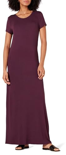 Amazon Essentials Women's Jersey Short Sleeve T-Shirt Maxi Dress, Burgundy, L