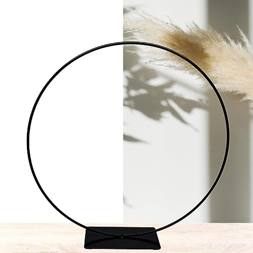 Bada Bing Dekoring mit Fuß in Schwarz - Metallring zum Hinstellen mit Ø ca. 30 cm -vielseitige Dekoration für Trockenblumen Kranz - Tischdeko Osterdeko Frühling Ostern - Ring zum DIY Basteln