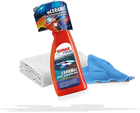 detailmate SONAX Reinigungsset Pflegeset Auto: Xtreme Ceramic Coating Keramik Versiegelung für Autos mit 2X Mikrofasertuch, für Schutz und Glanz