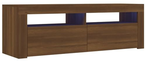 vidaXL Mueble de TV con Luces LED Aparador Armario Estante Soporte Consola Mobiliario Salón Sala de Estar Dormitorio Color Roble Marrón 120x35x40 cm