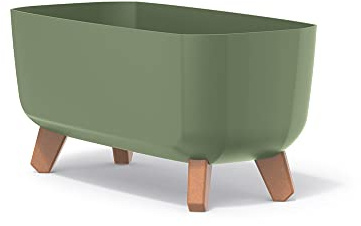 Prosperplast Gracia Case Rechteckiger Blumentopf - 19,5 x 39 x 18,7 cm -für Innen und Außen - Pflanztopf - Wetterfester Garten-Pflanztopf mit Abnehmbarer Einlage - Kräutertopf Blumenkübel, Grün