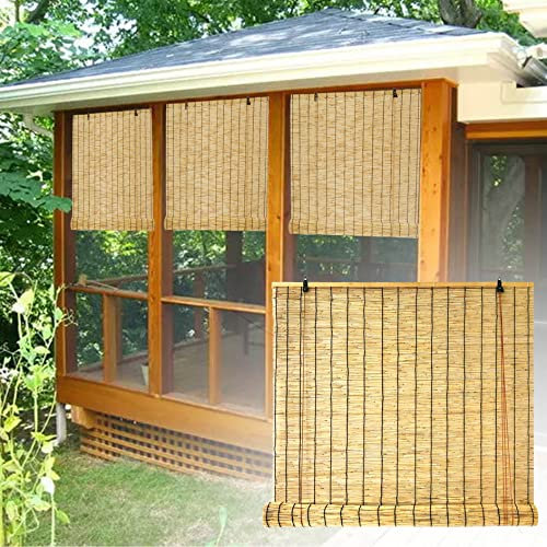Tenda a Rullo Oscurante per Interni Esterno,Tende a Rullo in bambù Resistenti alle Intemperie,Cool Traspirante,Tenda a lamella naturale,Avvolgibile Bamboo,con Carrucola,per Giardino/Balcone/Finestra (