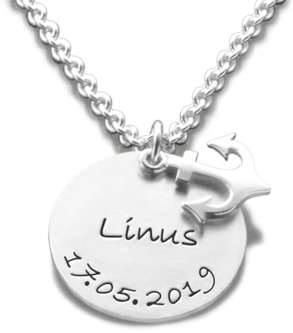 Taufkette Junge Taufschmuck personalisiert ANKER 925 Silber Gravur Jungs Name Taufdatum personalized handgearbeitet
