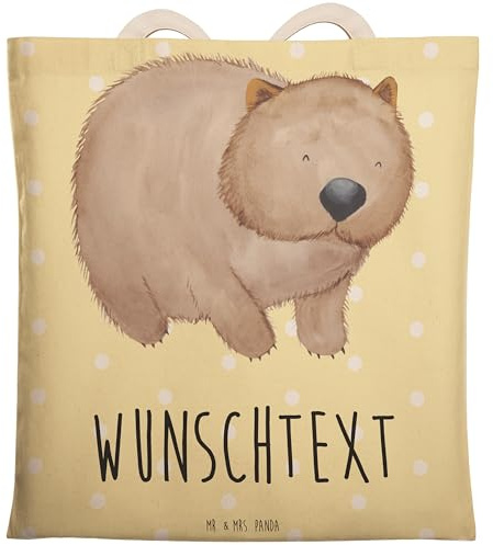 Mr. & Mrs. Panda Tasche personalisiert Wombat - Personalisierte Geschenke, Personalisierter Jutebeutel, Stofftasche, Australien, Lustige Sprüche, Das Leben Ist schön, mit Namen, Beutel, Spruch