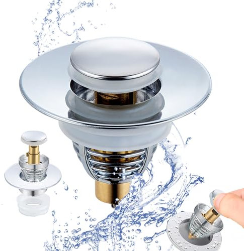 WUBAYI Universal Sink Plug Replacement,Pop Up Sink Hole Plug Cover with Strainer for 32-42mm Drain Holes,Push Type Sink Strainer for Kitchen and Bathroom,Bath,Basin