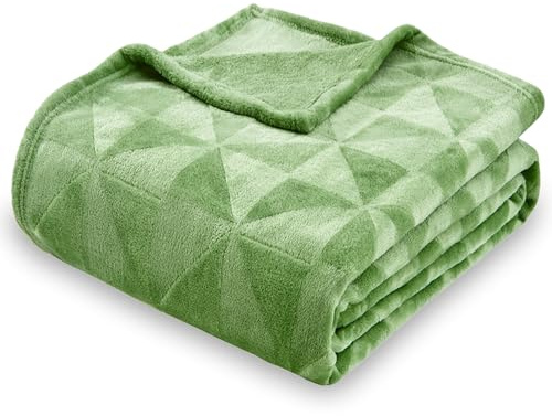 SOCHOW Triangle Textured Flannel Fleece Throw Blanket, Super Soft Lightweight Cozy Warm Plush Blanket for Bed Couch Sofa, 50 x 60 Inches, Sage Green